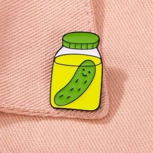 NEW Green & Yellow Pickle Jar Enamel Pin
